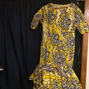 African dress with trumpet flare hem